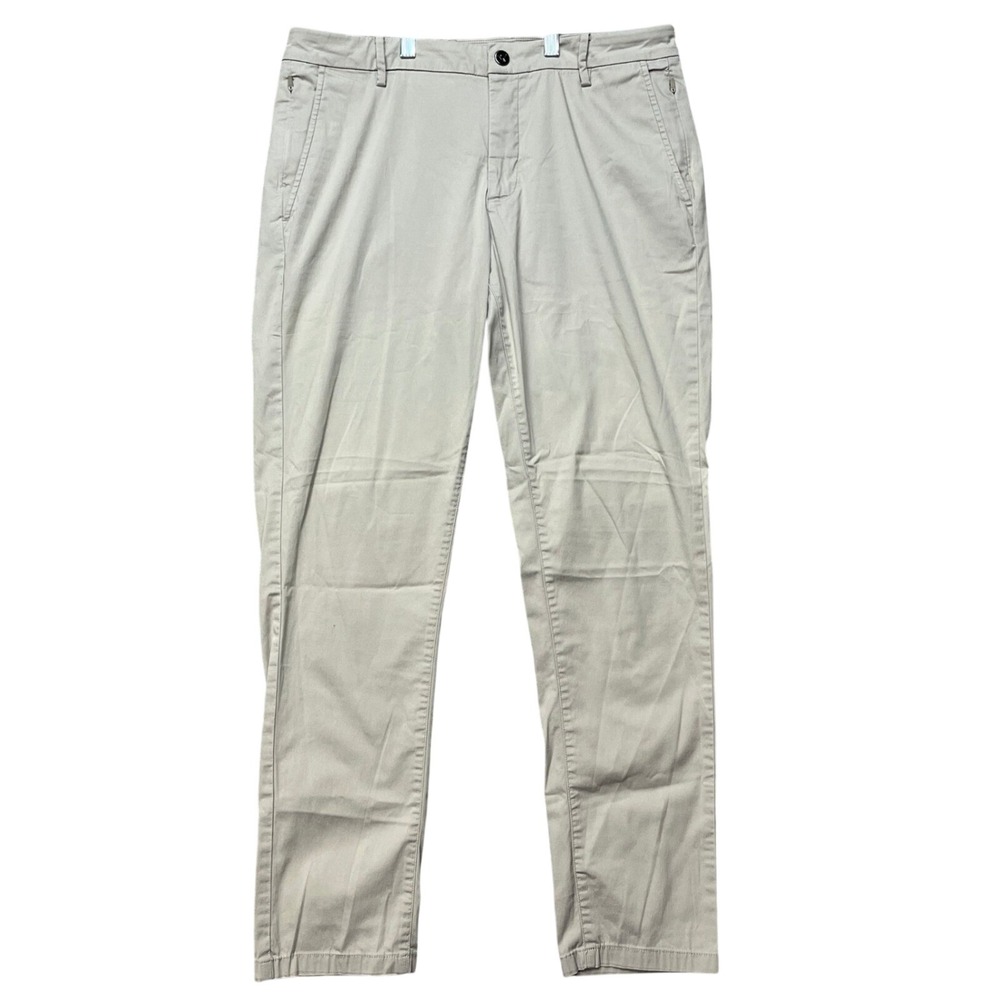 Birddogs‎ Chino Pants Mens 34x32 Khaki Tan Flat Front Stretch Hidden Pocket EUC